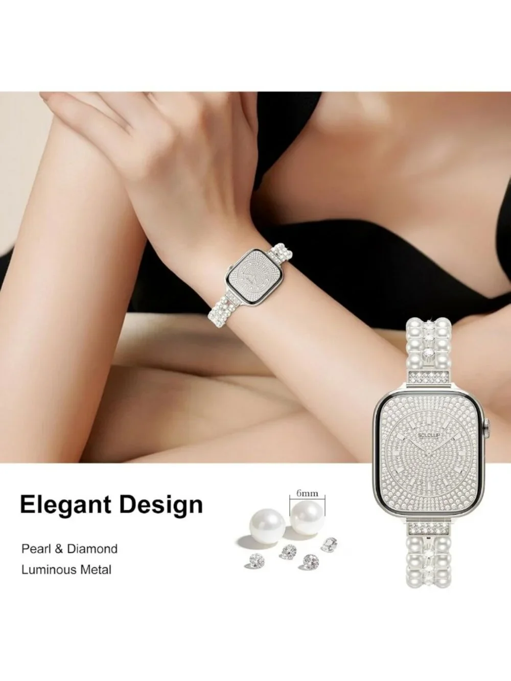 Elegant Pearl Beaded Bracelet for Apple Watch - Stylish Women's Accessory